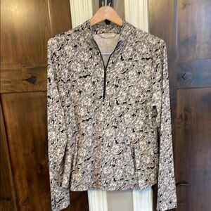 Black and Cream Patterned quarter zip